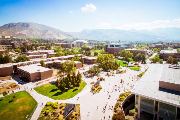 Aerial photo of college campus