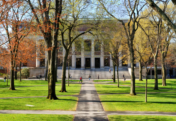 College campus in spring